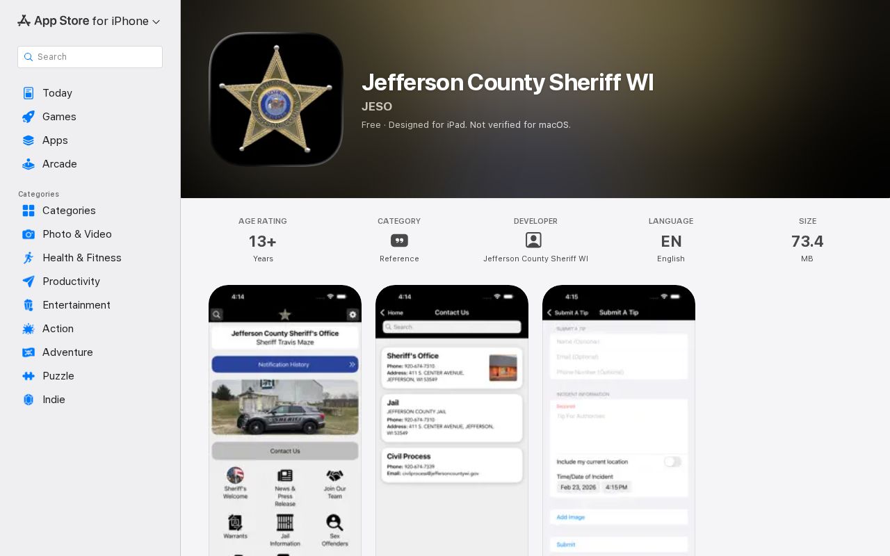 Jefferson County arrest and jail access in the sheriff mobile app