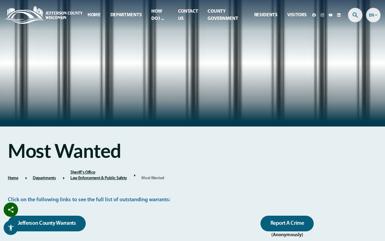 Jefferson County arrest warrant verification page