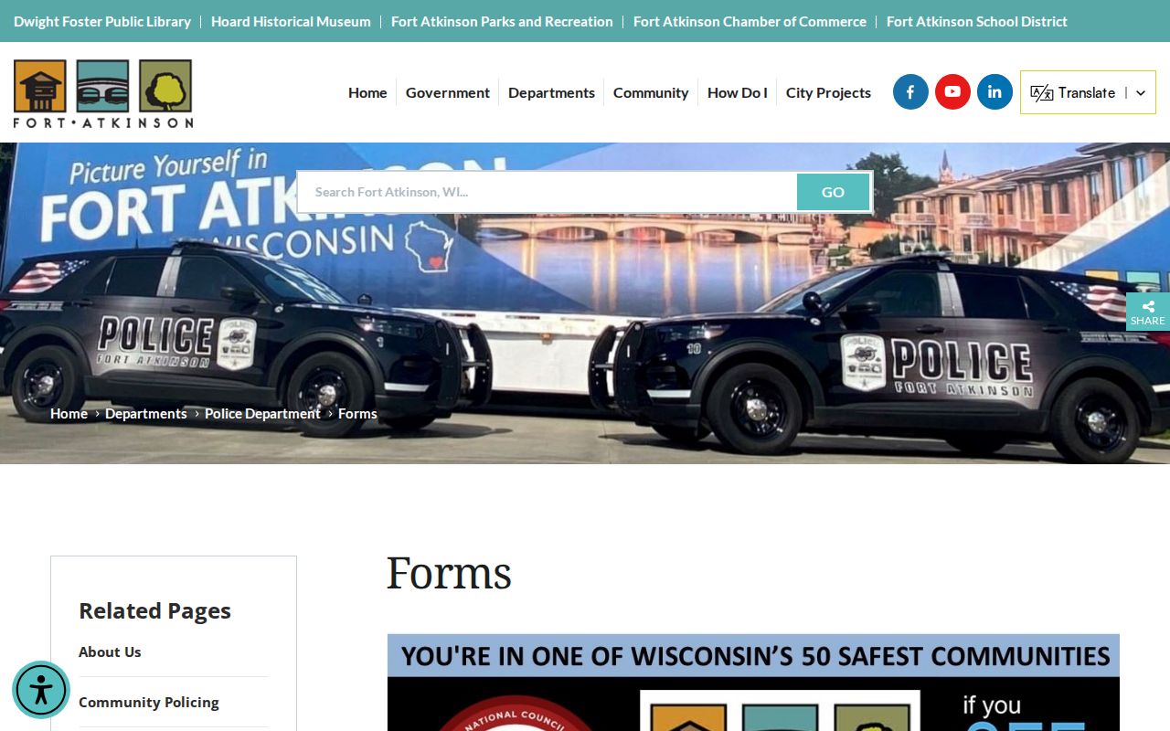 Fort Atkinson police criminal record request forms
