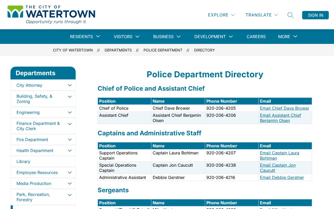 Watertown criminal record request contact directory