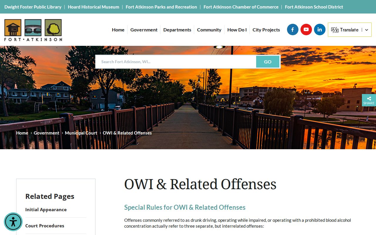 Fort Atkinson OWI municipal citation records source