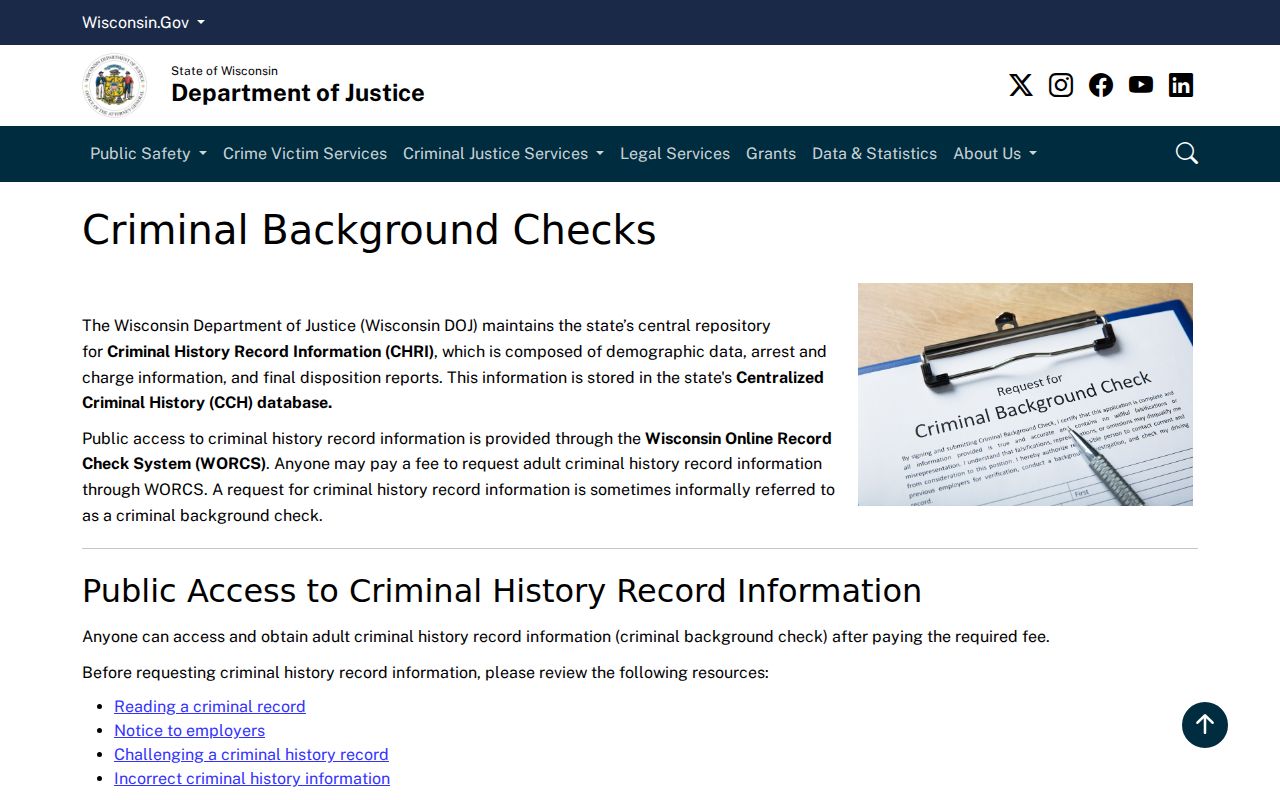 Wisconsin DOJ official background checks for Jefferson County criminal history